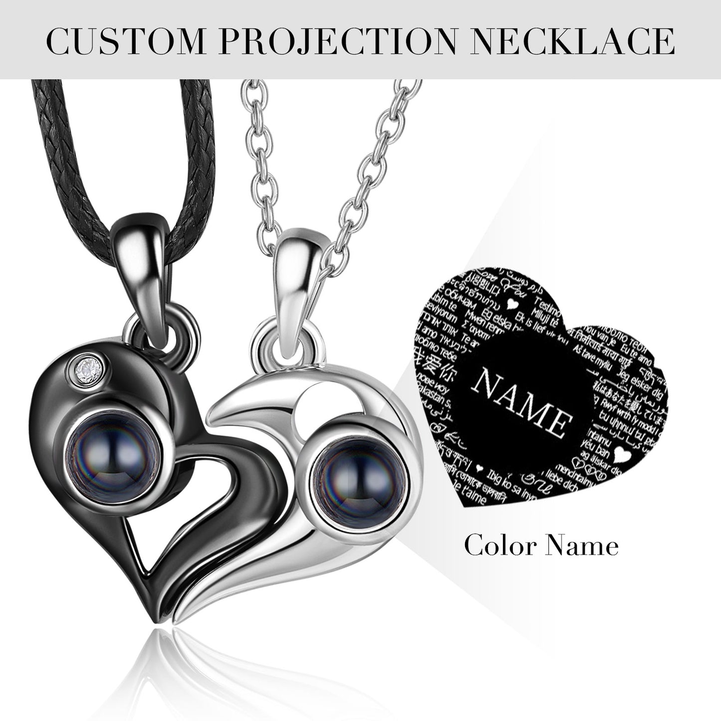 Copper Personalized 100 Language I Love You Projection Necklace