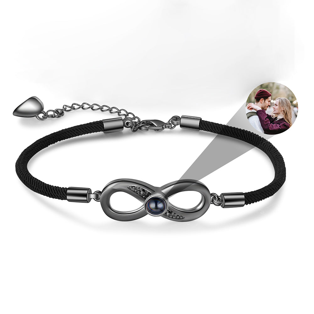 Custom Infinity Photo Projection Couple Bracelet