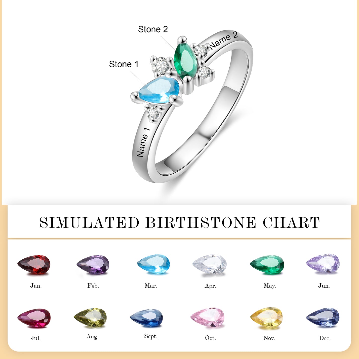 Custom Birthstone Women Ring