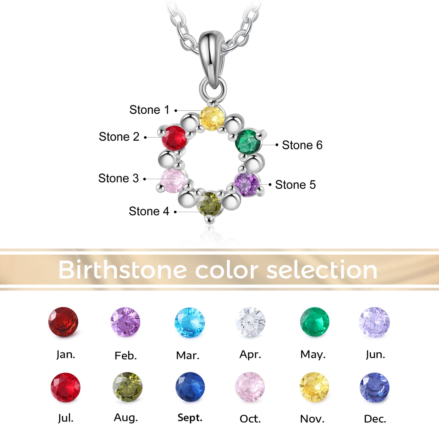 Custom Birthstone Circle Necklace