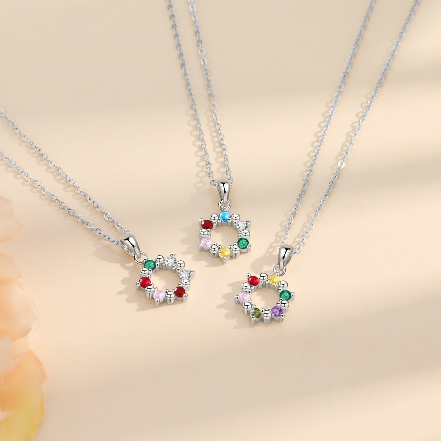 Custom Birthstone Circle Necklace