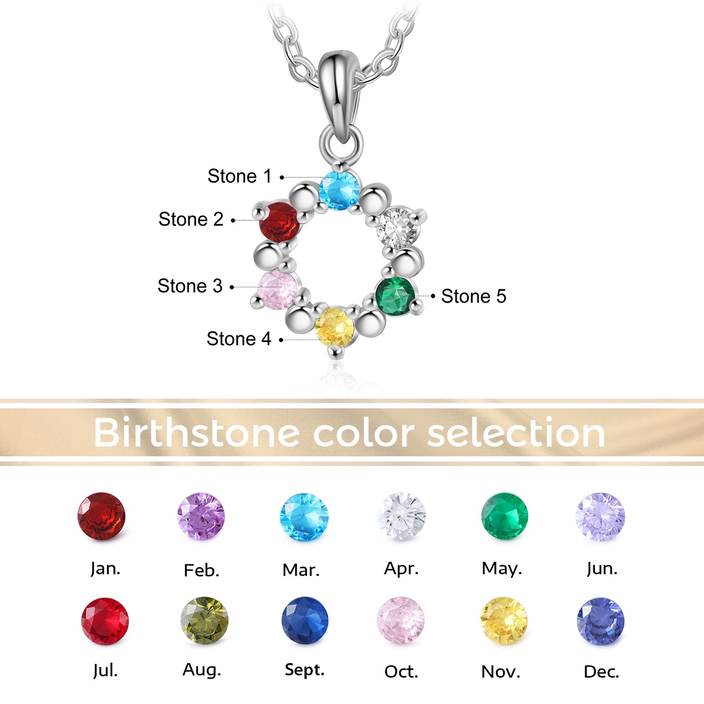 Custom Birthstone Circle Necklace