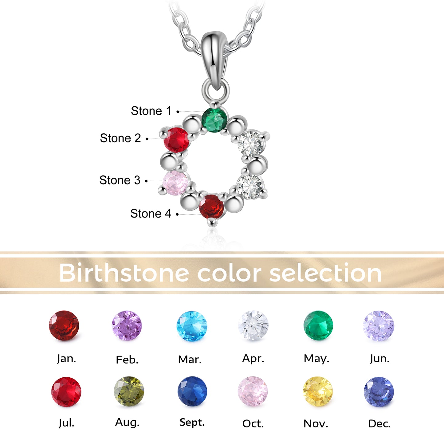 Custom Birthstone Circle Necklace