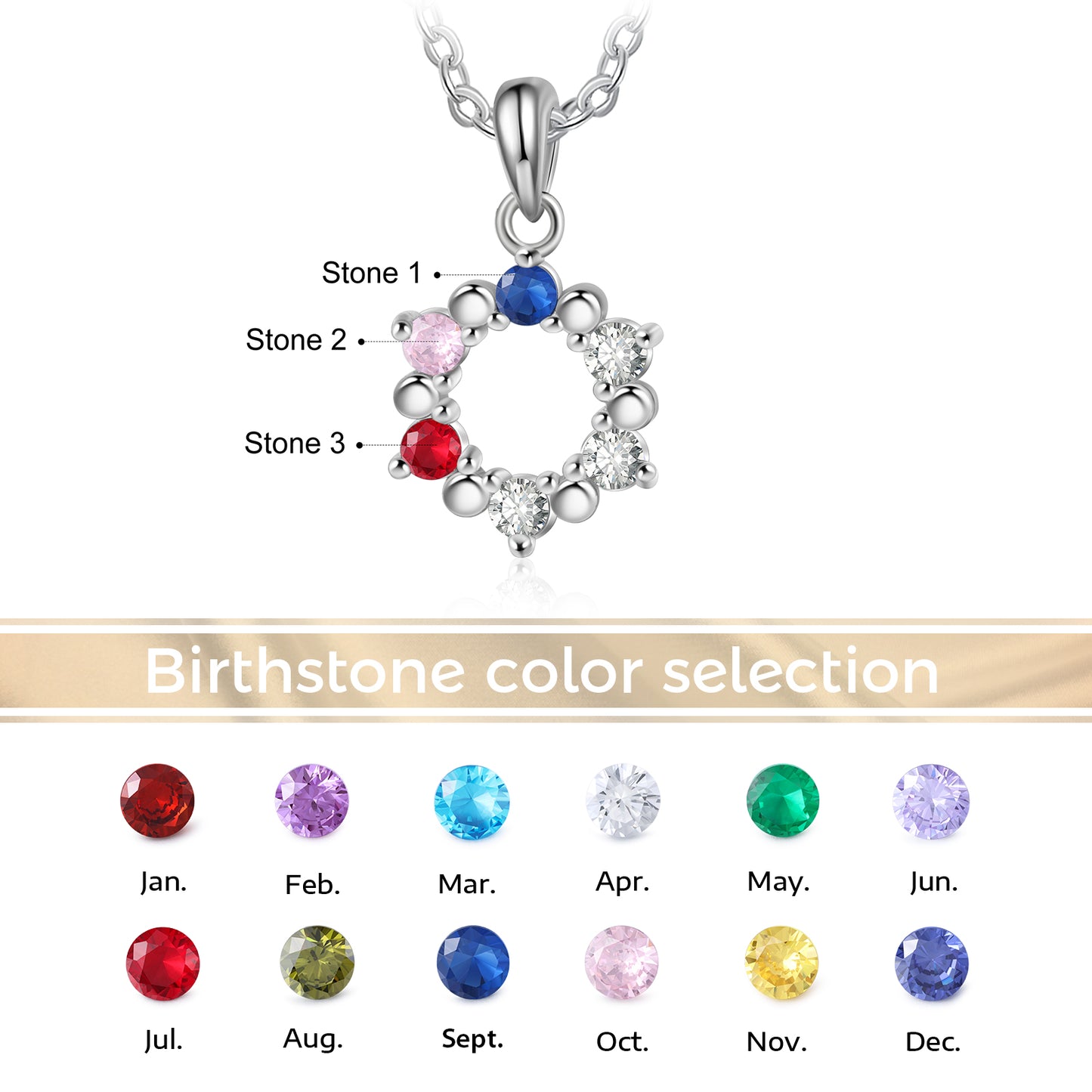 Custom Birthstone Circle Necklace