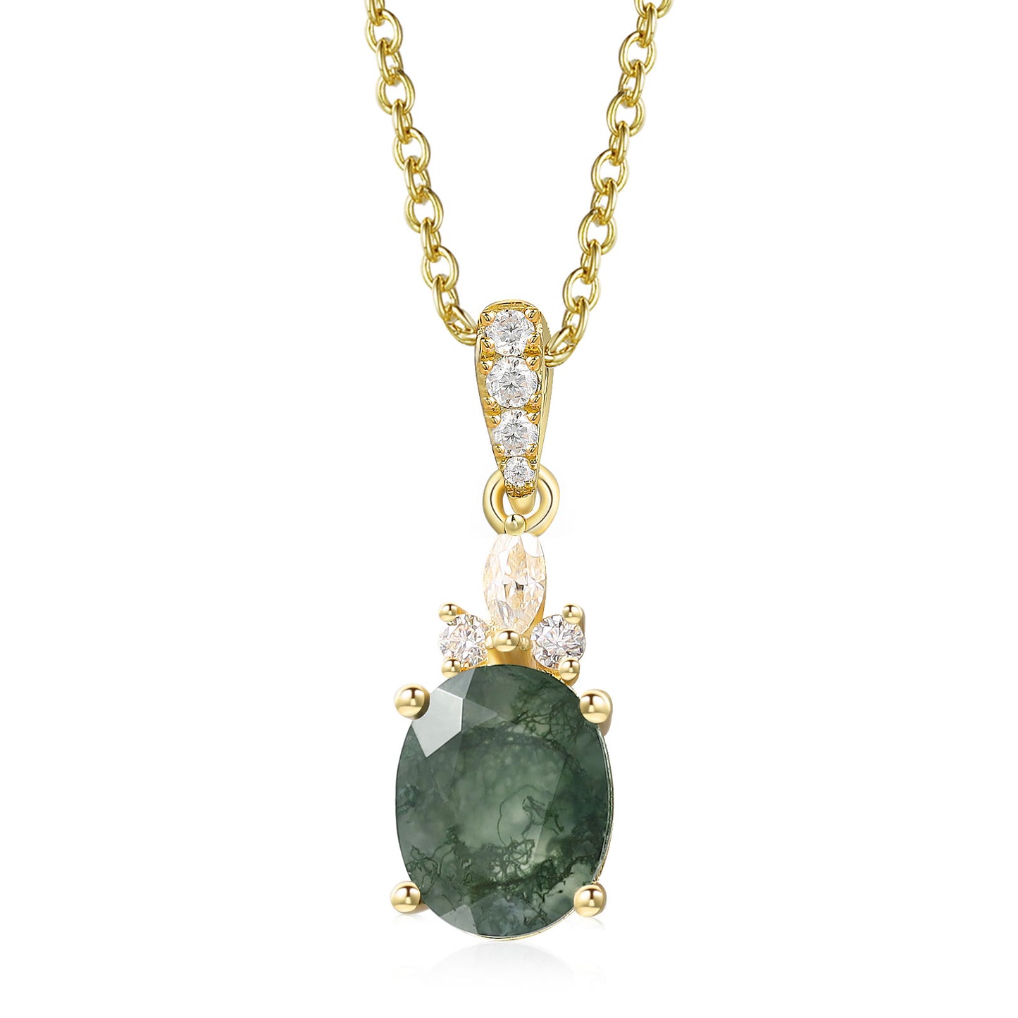 925 Sterling Silver Natural Moss Agate Necklace