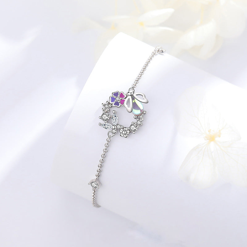 925 Sterling Silver Flower and Rabbit Bracelet