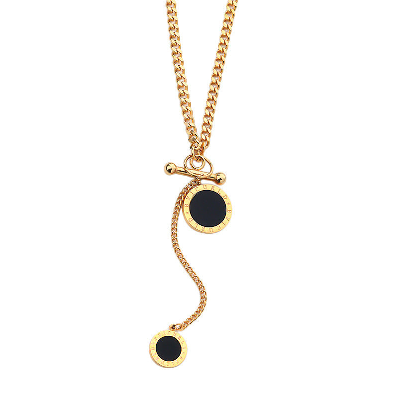 Black Round Pendant Necklace