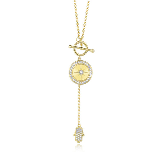 Eight-pointed Star Necklace with Hand
