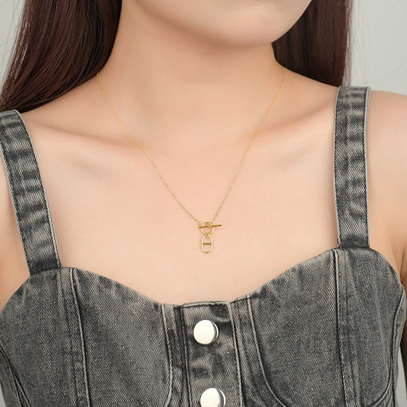 Toggle Clasp Charm Geometric Necklace