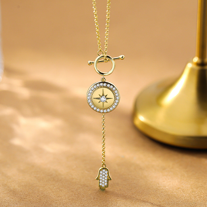 Eight-pointed Star Necklace with Hand