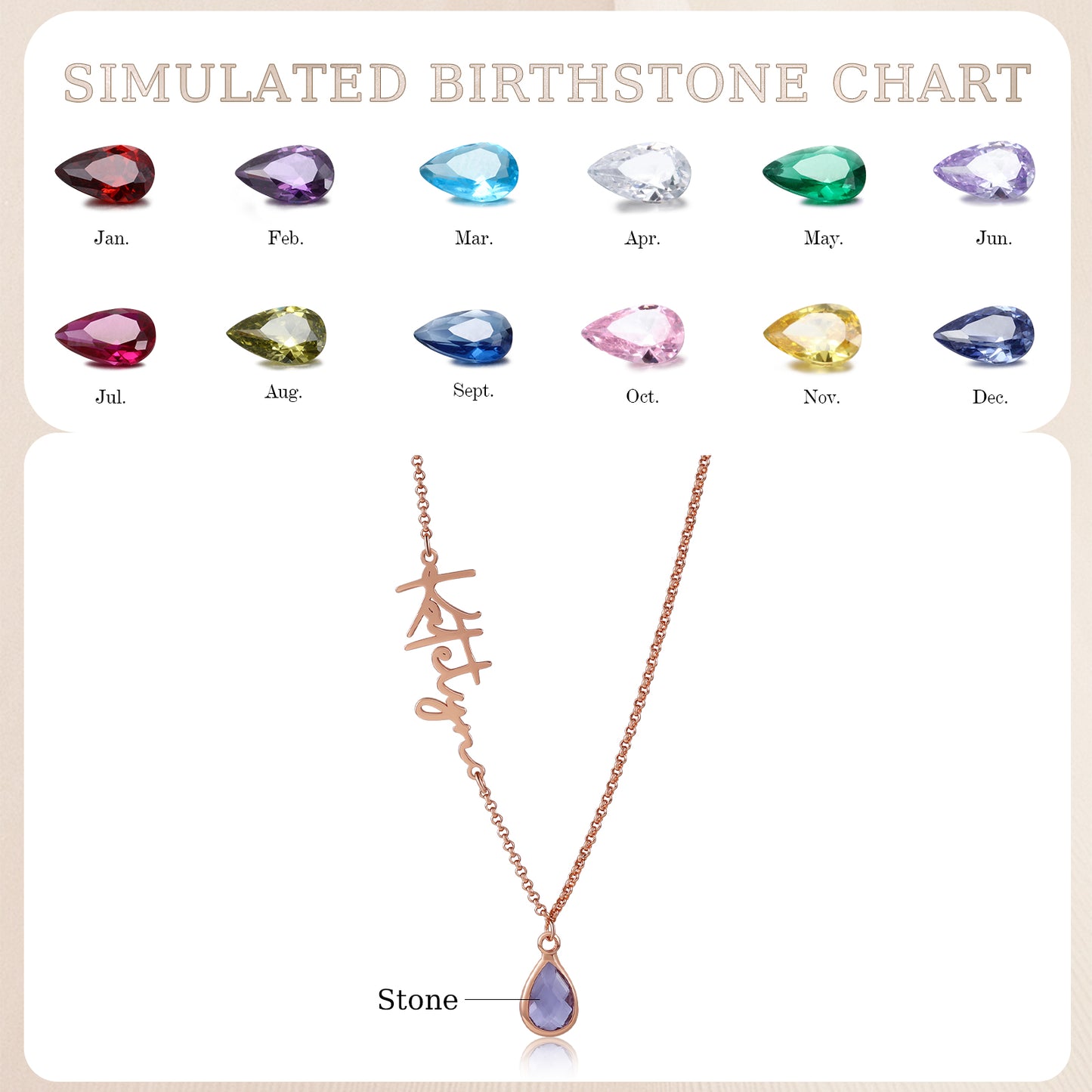 Custom Birthstone Drop Necklace