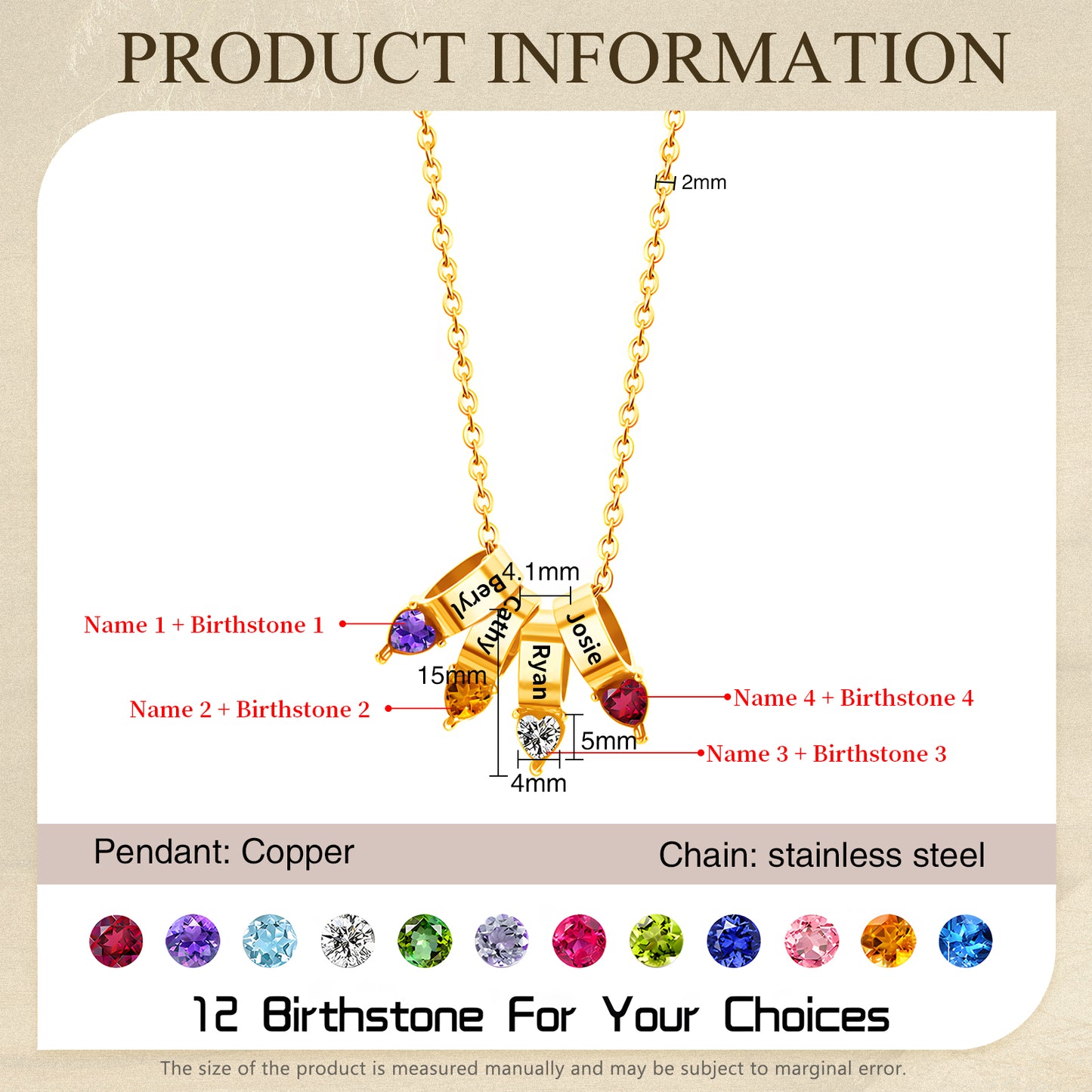 Mother's Day Birthstone Necklace