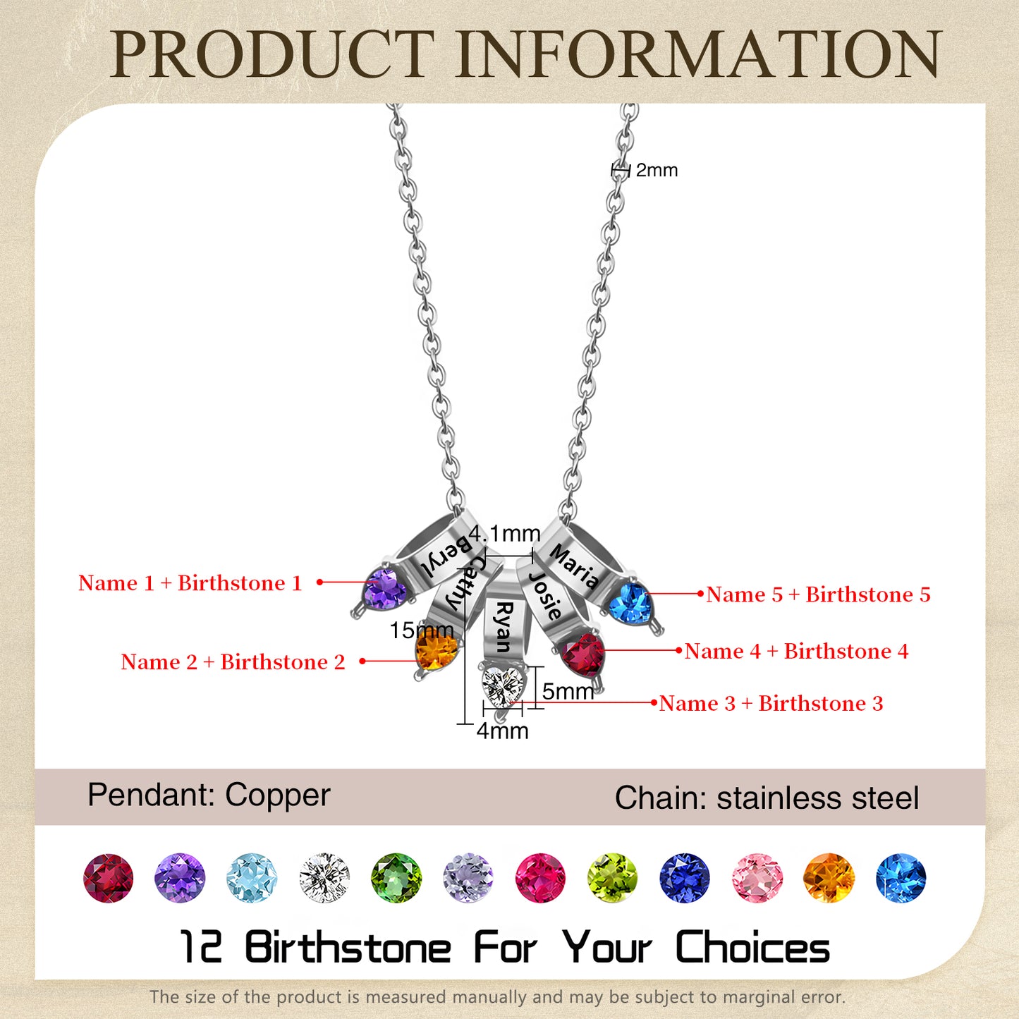 Mother's Day Birthstone Necklace