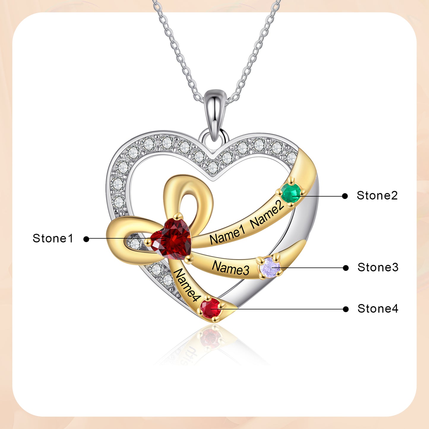 925 Sterling Silver Custom Birthstone necklace