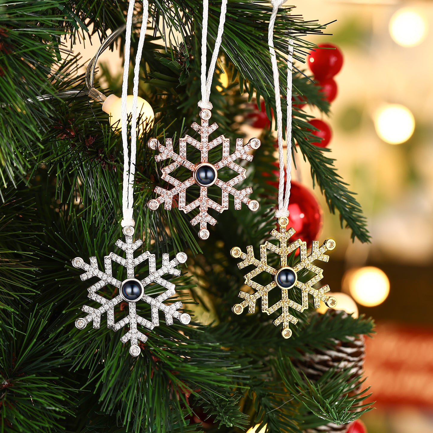 Personalized Snowflake Projection Photo Ornament