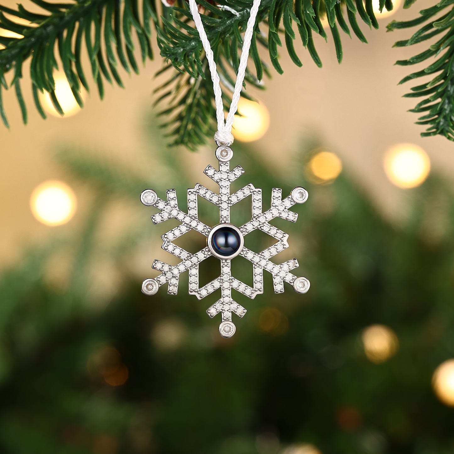 Personalized Snowflake Projection Photo Ornament