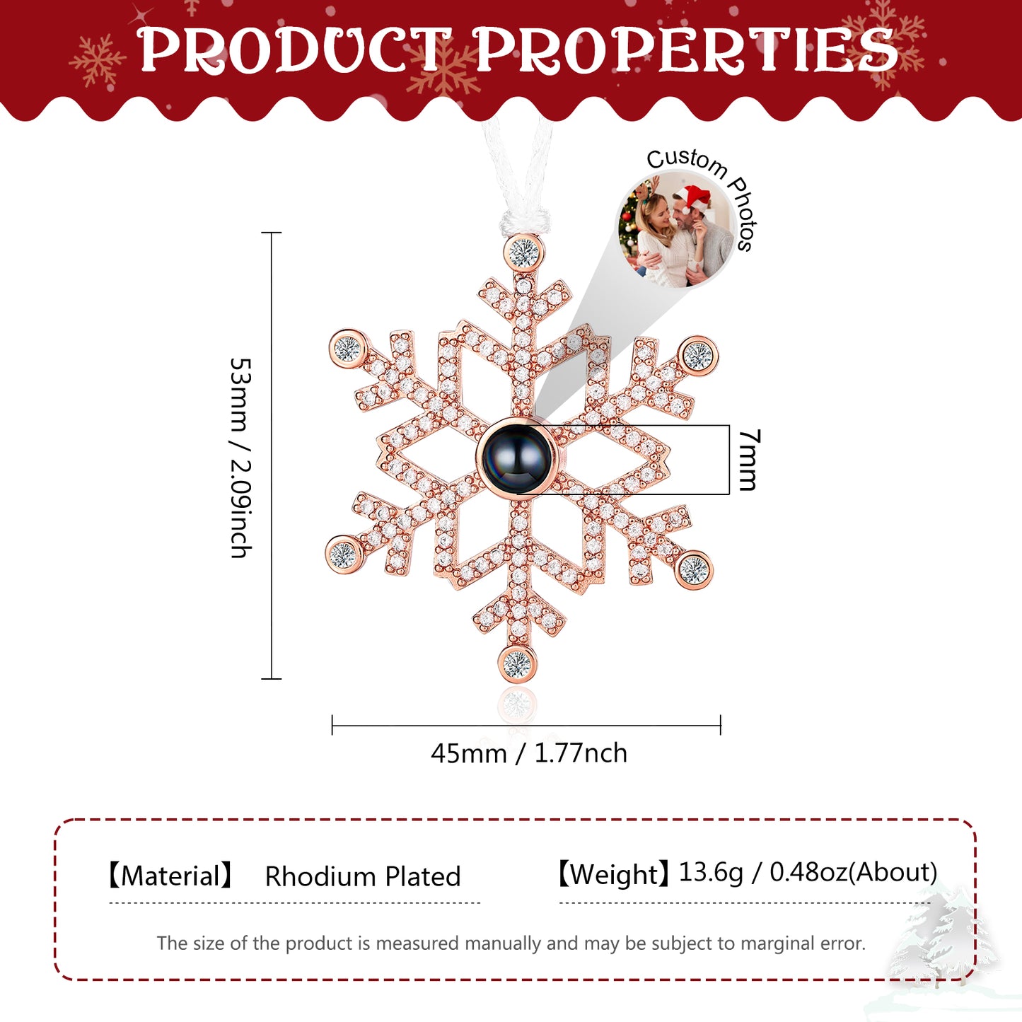 Personalized Snowflake Projection Photo Ornament