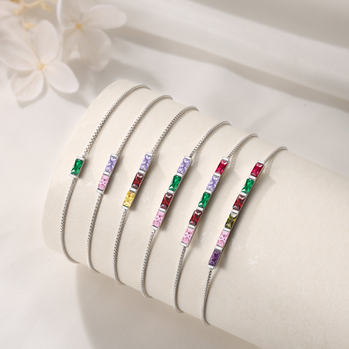 925 Sterling Silver Custom Birthstone Bracelet