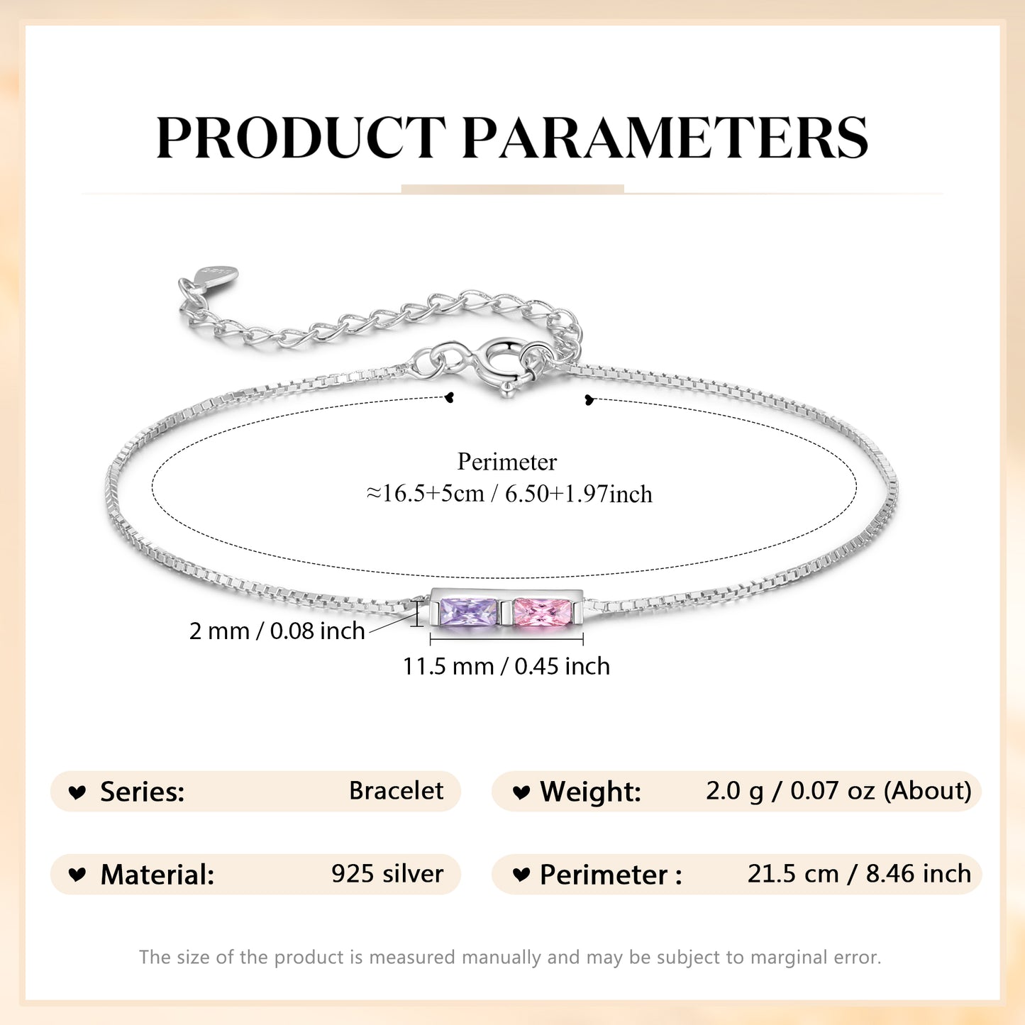 925 Sterling Silver Custom Birthstone Bracelet