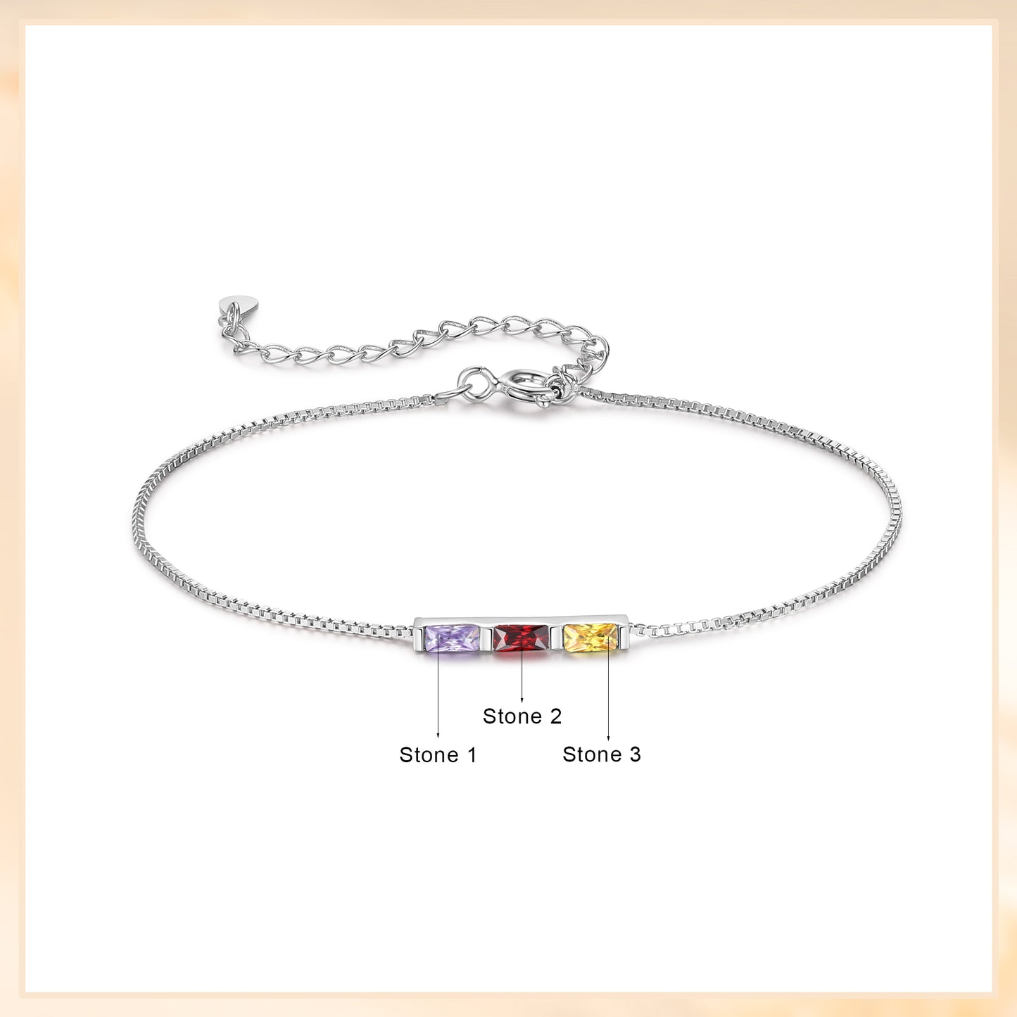 925 Sterling Silver Custom Birthstone Bracelet