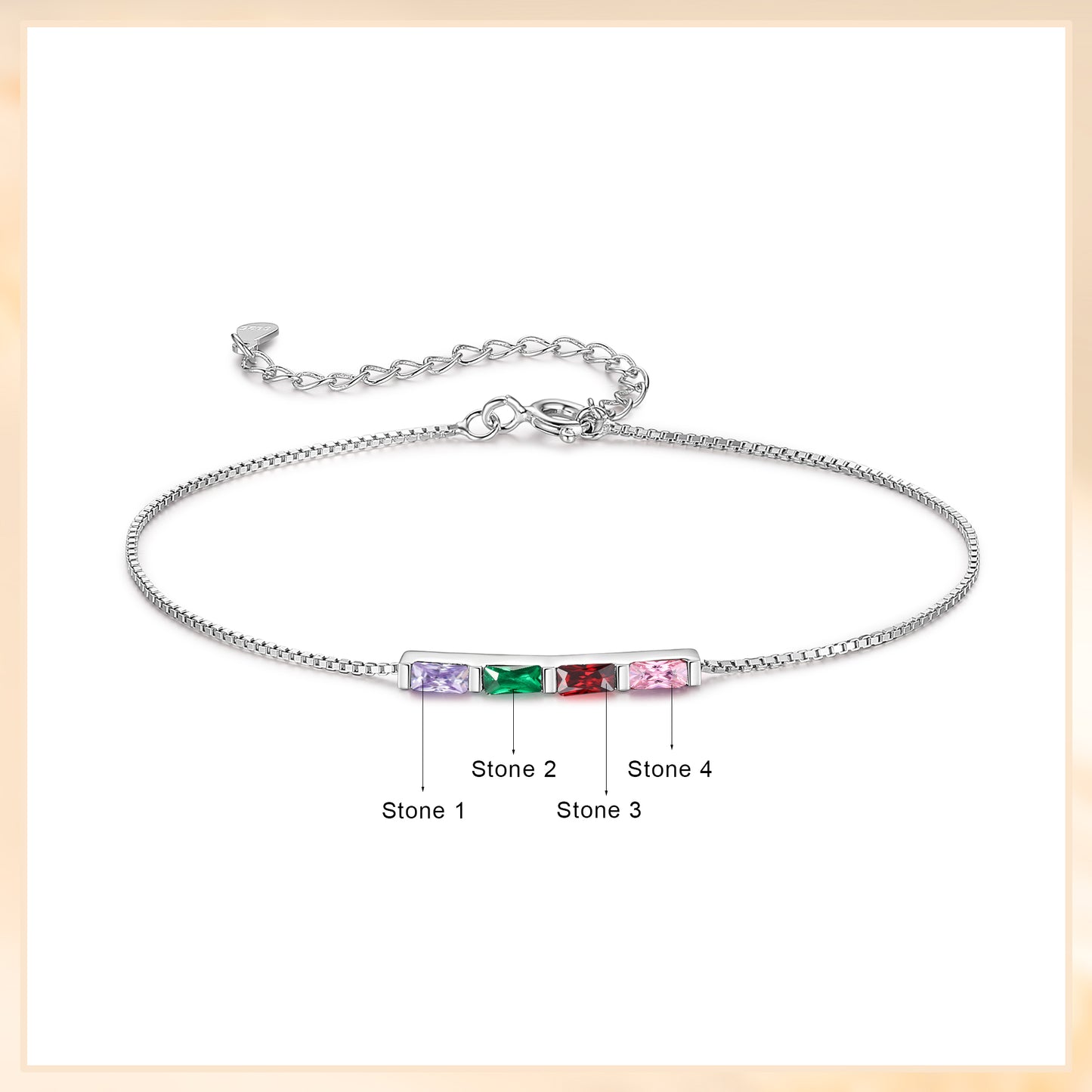 925 Sterling Silver Custom Birthstone Bracelet