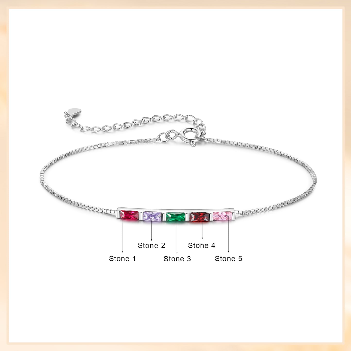 925 Sterling Silver Custom Birthstone Bracelet