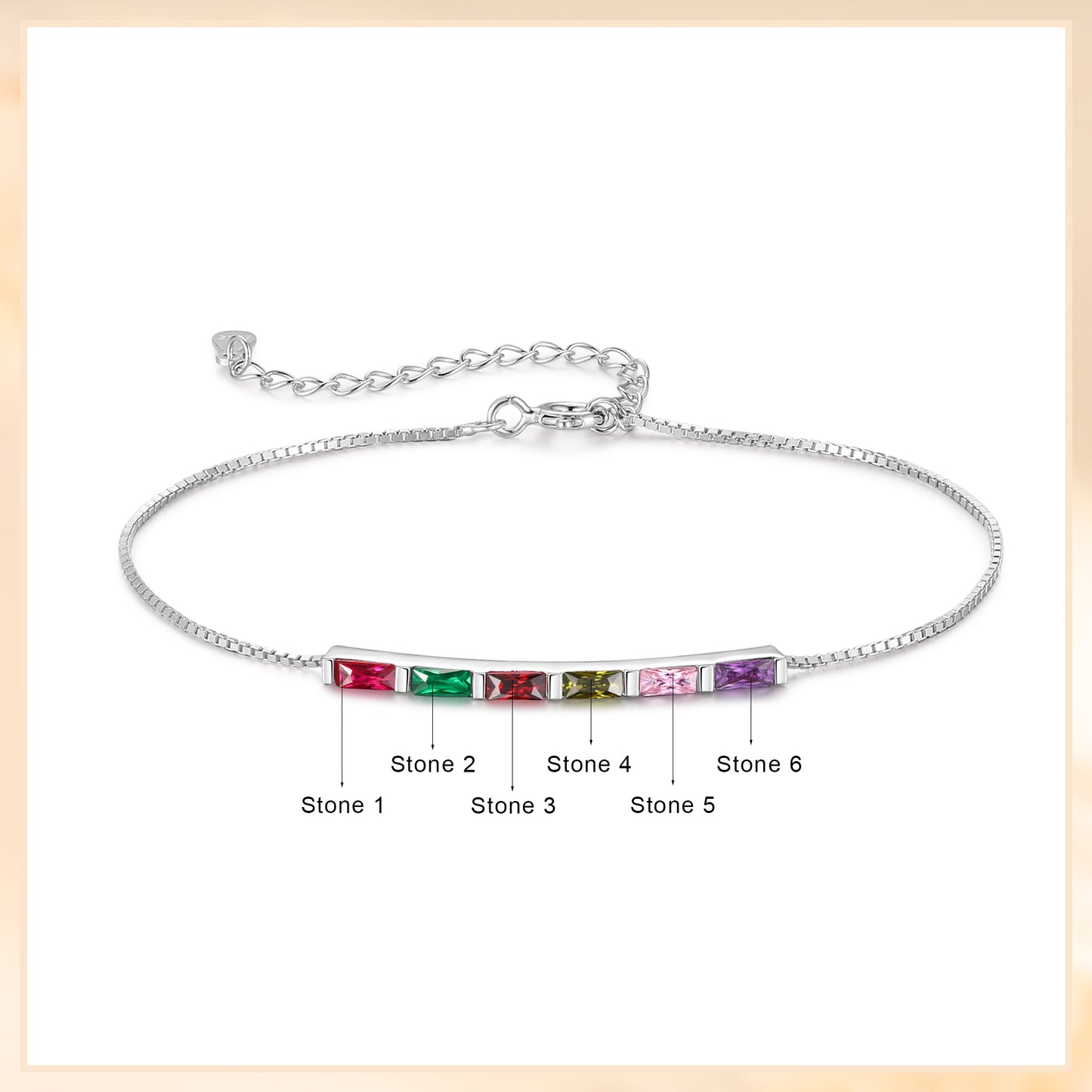 925 Sterling Silver Custom Birthstone Bracelet