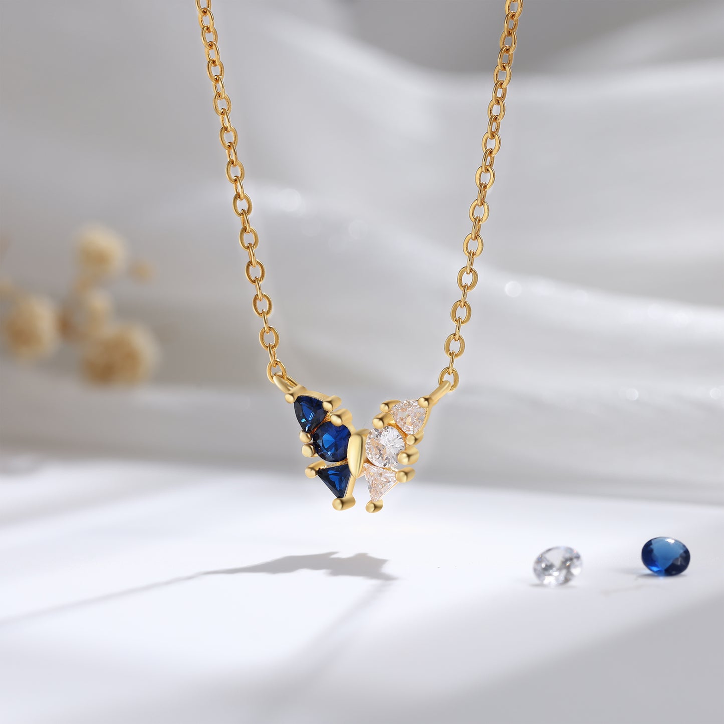 Custom Birthstone Butterfly Necklace