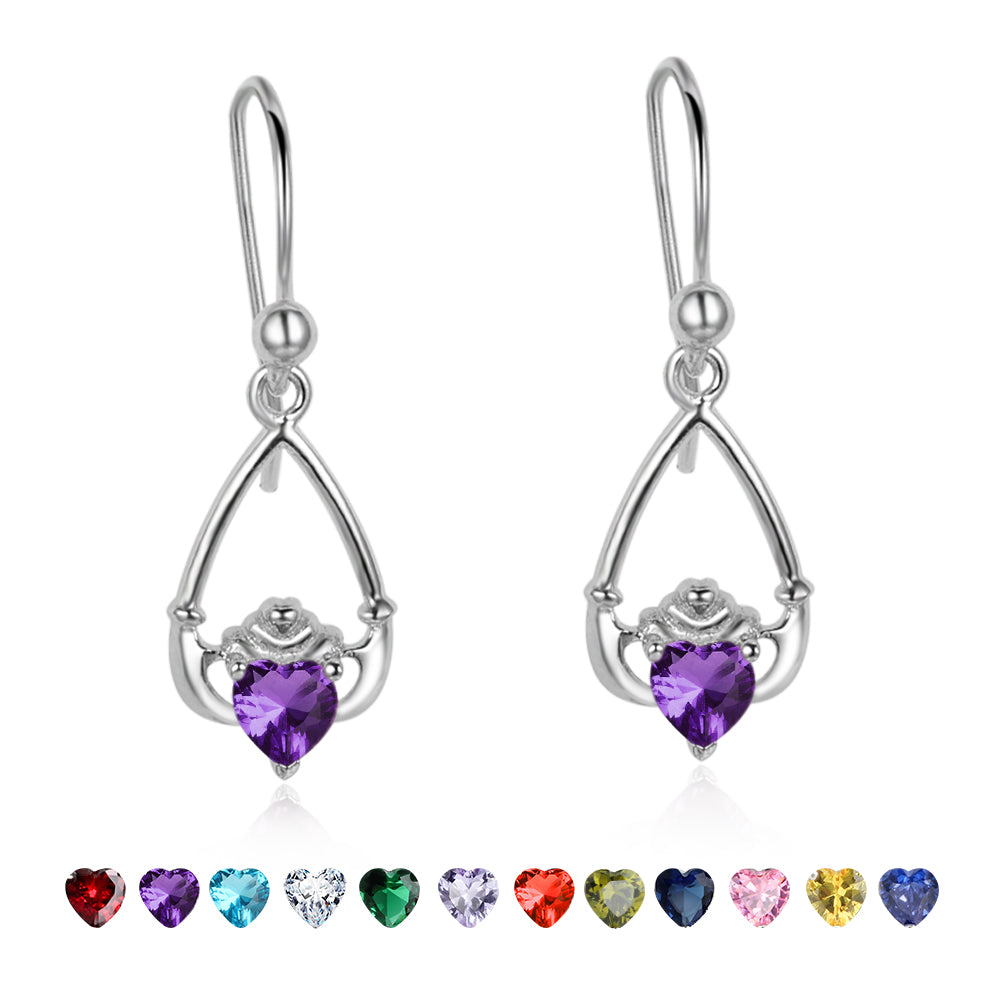 925 Sterling Silver Birthstone Hoop Earrings