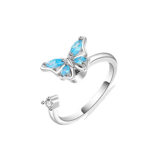 925 Sterling Silver Butterfly Adjustable Ring
