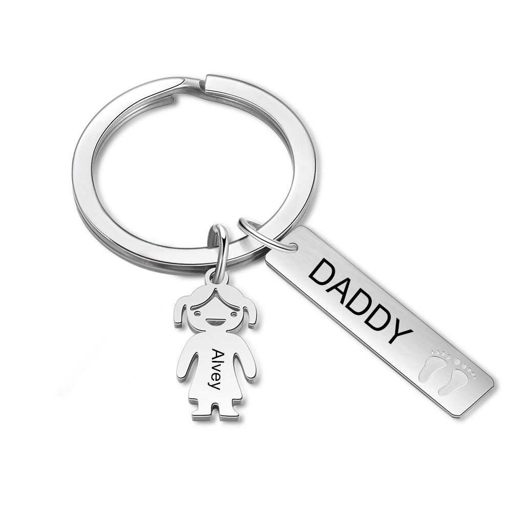 Stainless Steel Baby Little Boy Little Gril Keychain