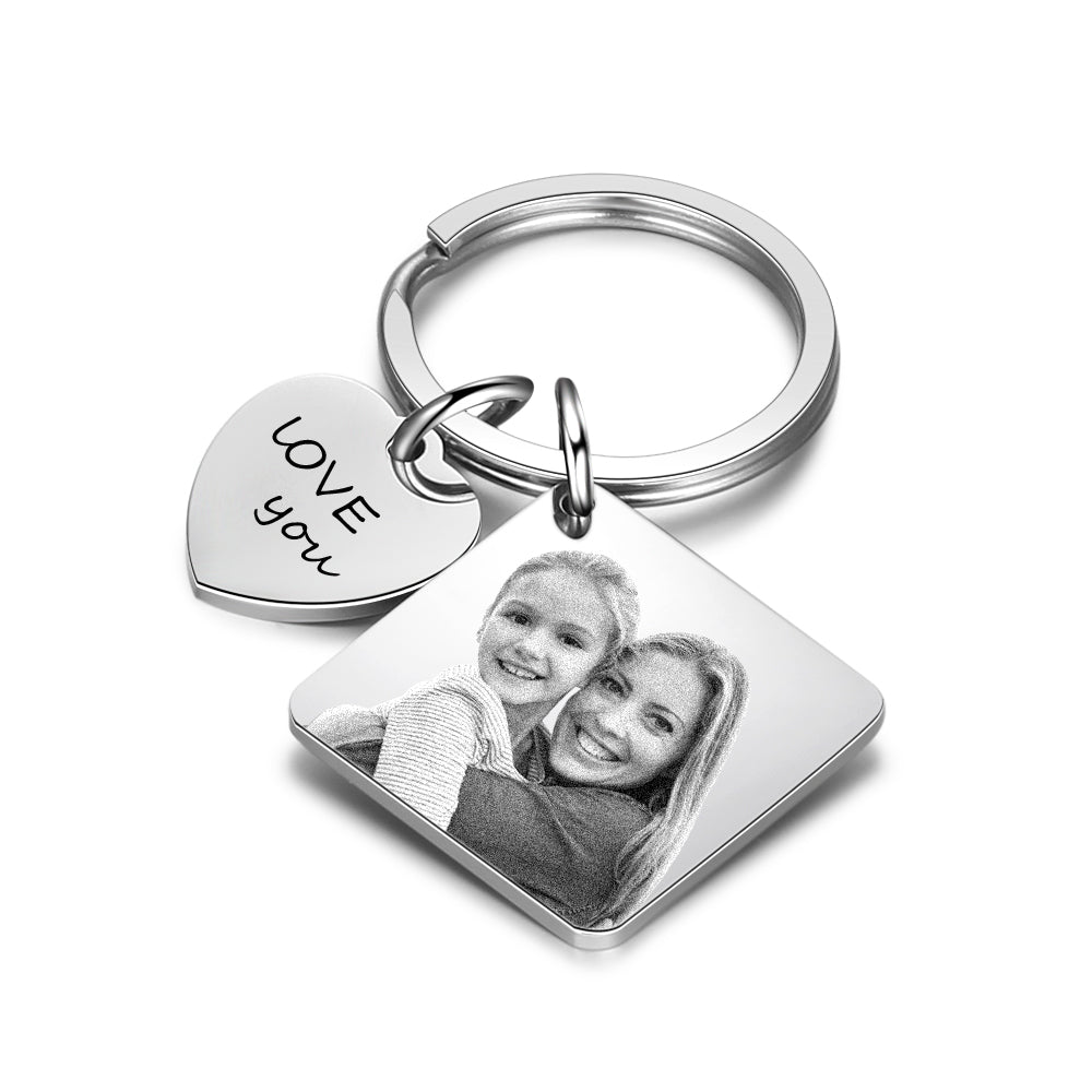 Engraved Stainless Steal Calendar Photo Keychain