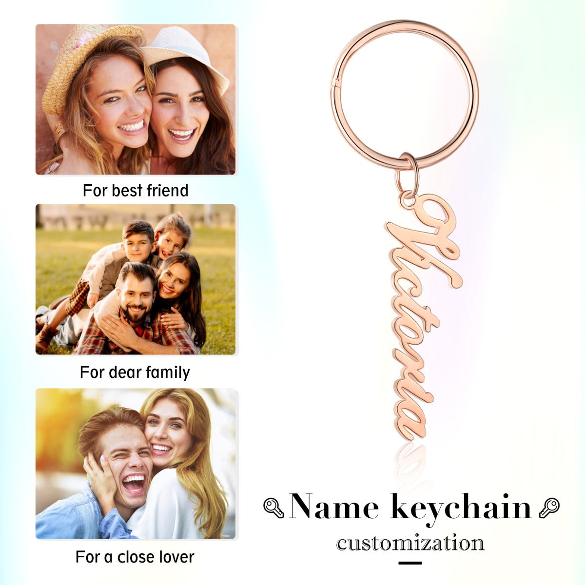 Personalized Rhodium Plated Name Keychain