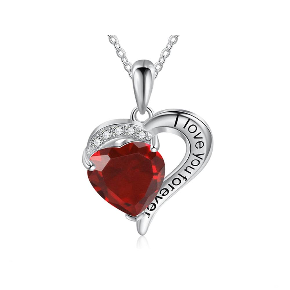 Rhodium Plated Heart Necklace - iYdr