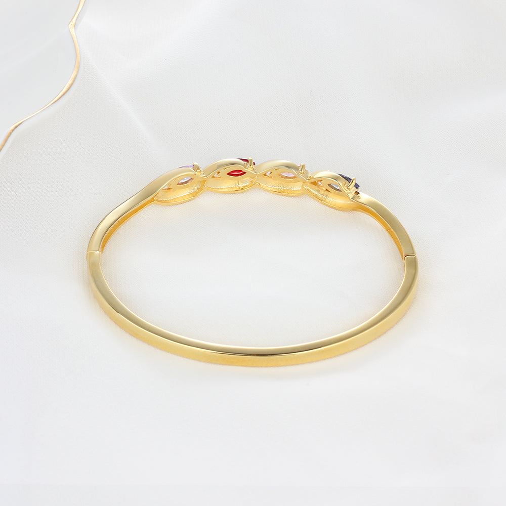 Birthstone and Engraved Gold Plated Bracelet