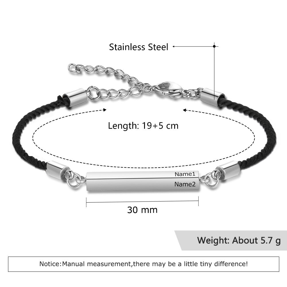 Engraved Stainless Steel Bar Bracelet