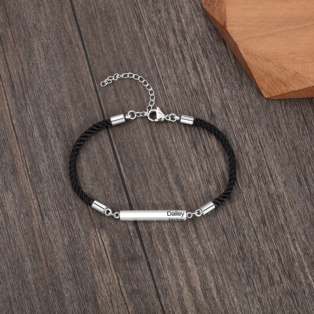 Engraved Stainless Steel Bar Bracelet