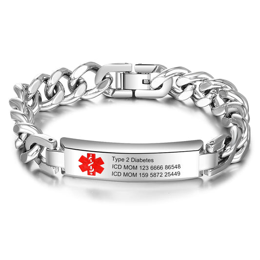 Engraved Stainless Steel Medical Alert Bracelet