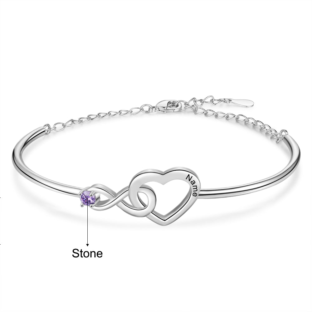 Rhodium Plated Heart Bracelet