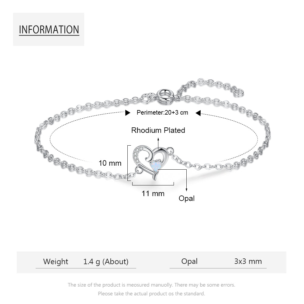 Fashion Rhodium Plated Opal Bracelet