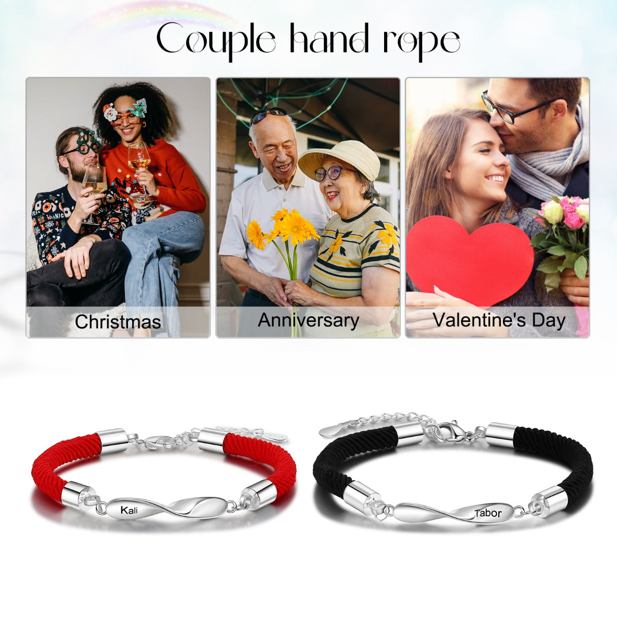 Personalized Rhodium Plated Couple Bracelet