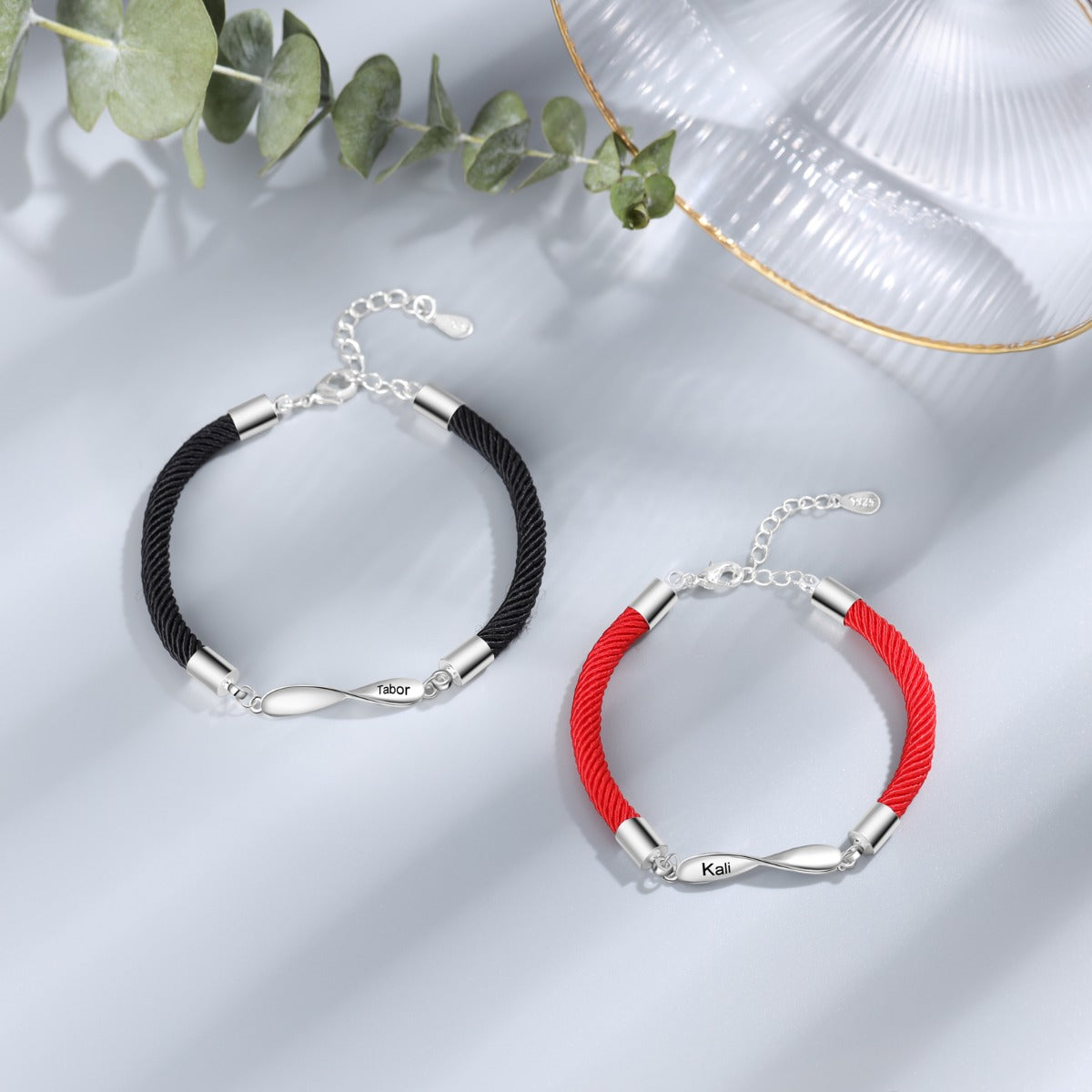 Personalized Rhodium Plated Couple Bracelet