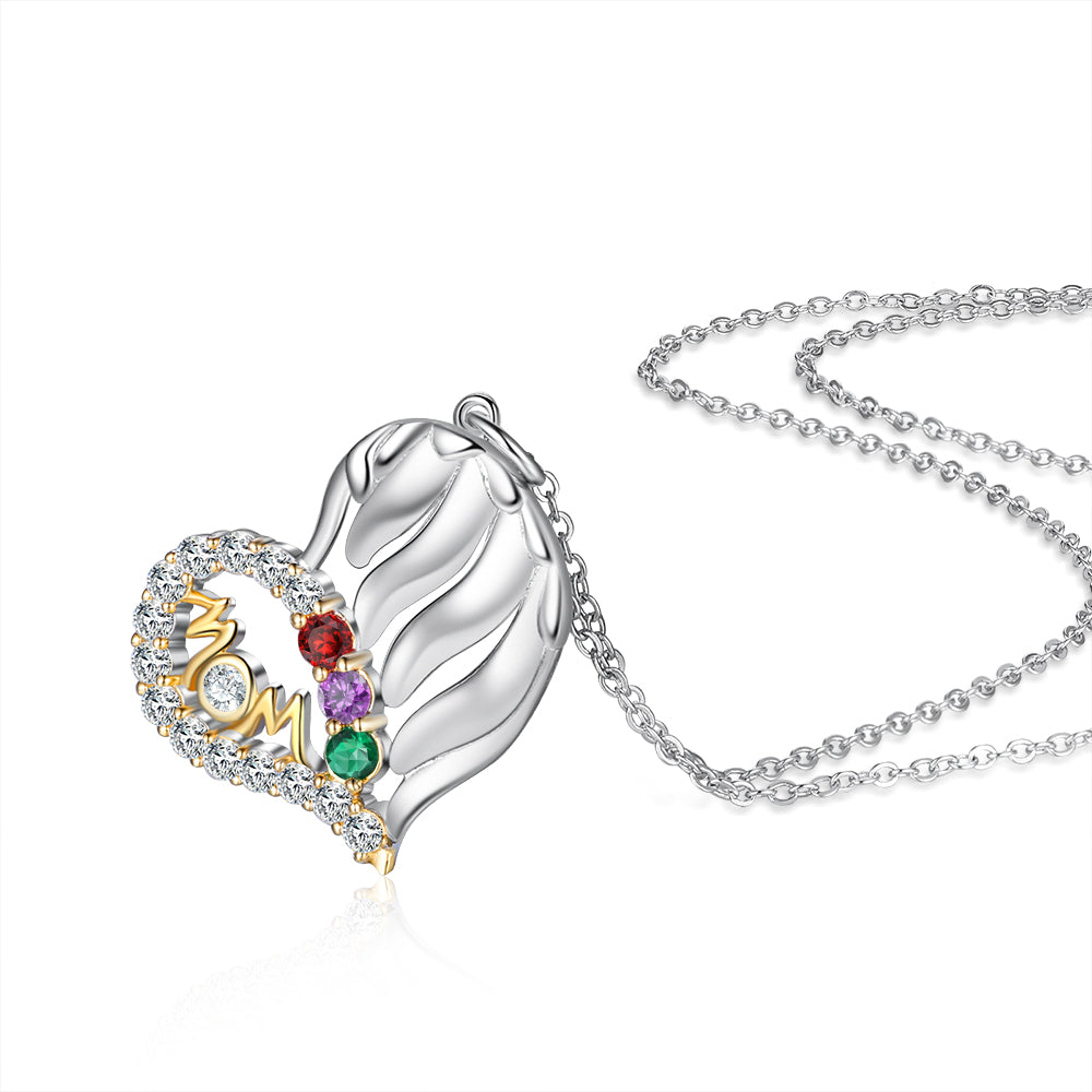 Birthstone & Engraved S925silver Necklace - iYdr