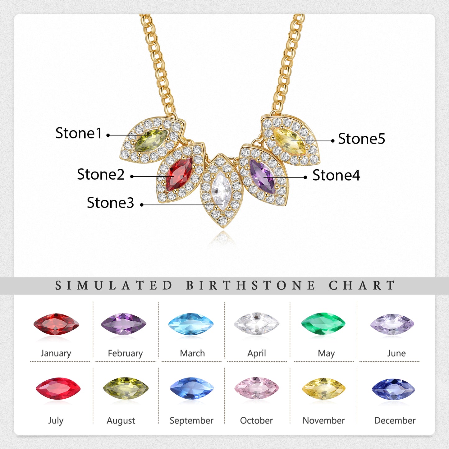 Custom Birthstone Necklace - iYdr