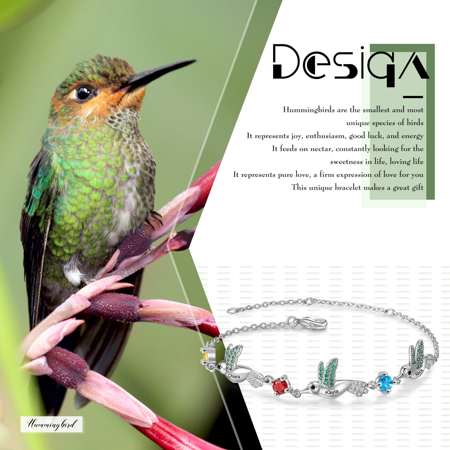 Personalized Bird Bracelet