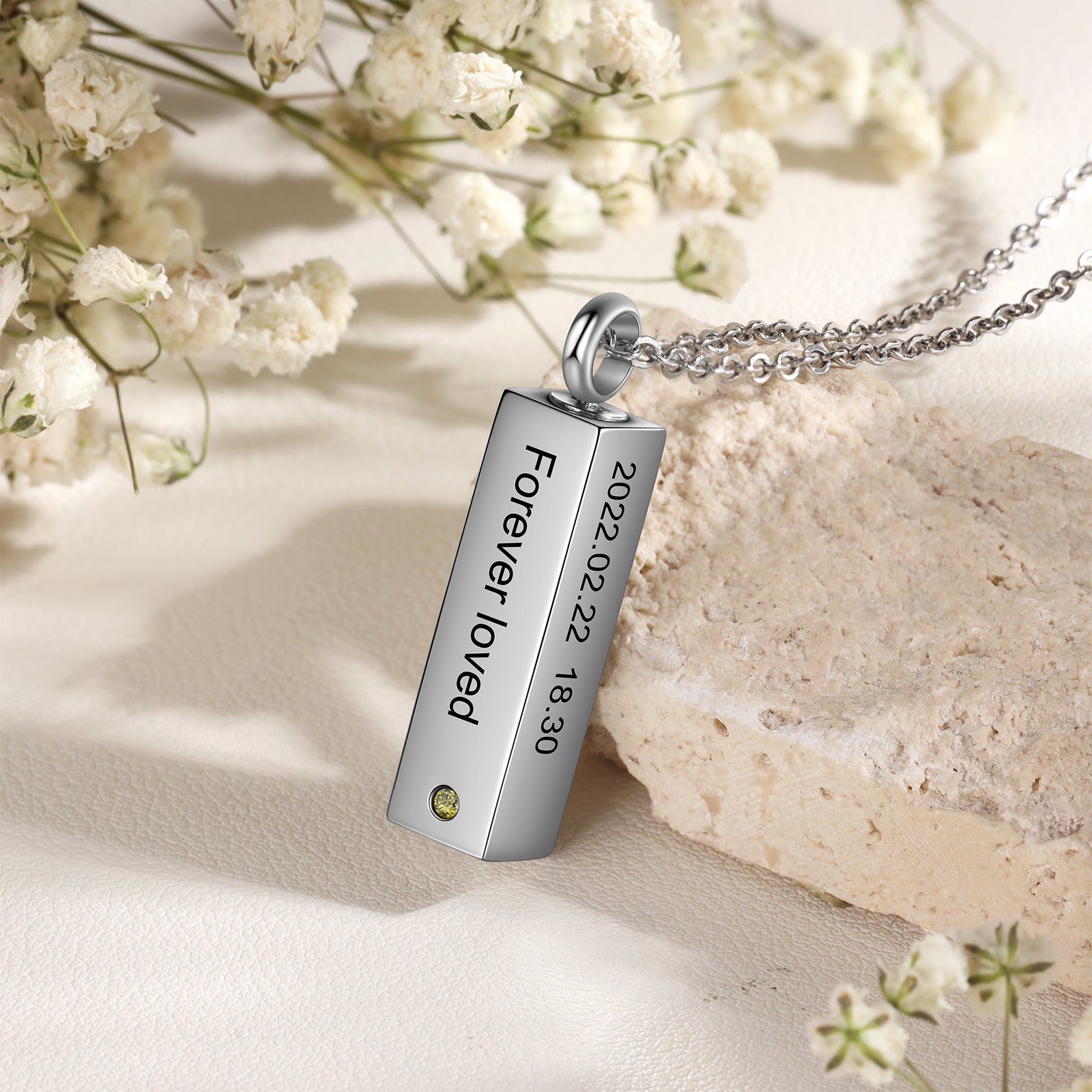 Custom Vertical Bar Ashes Necklace - iYdr