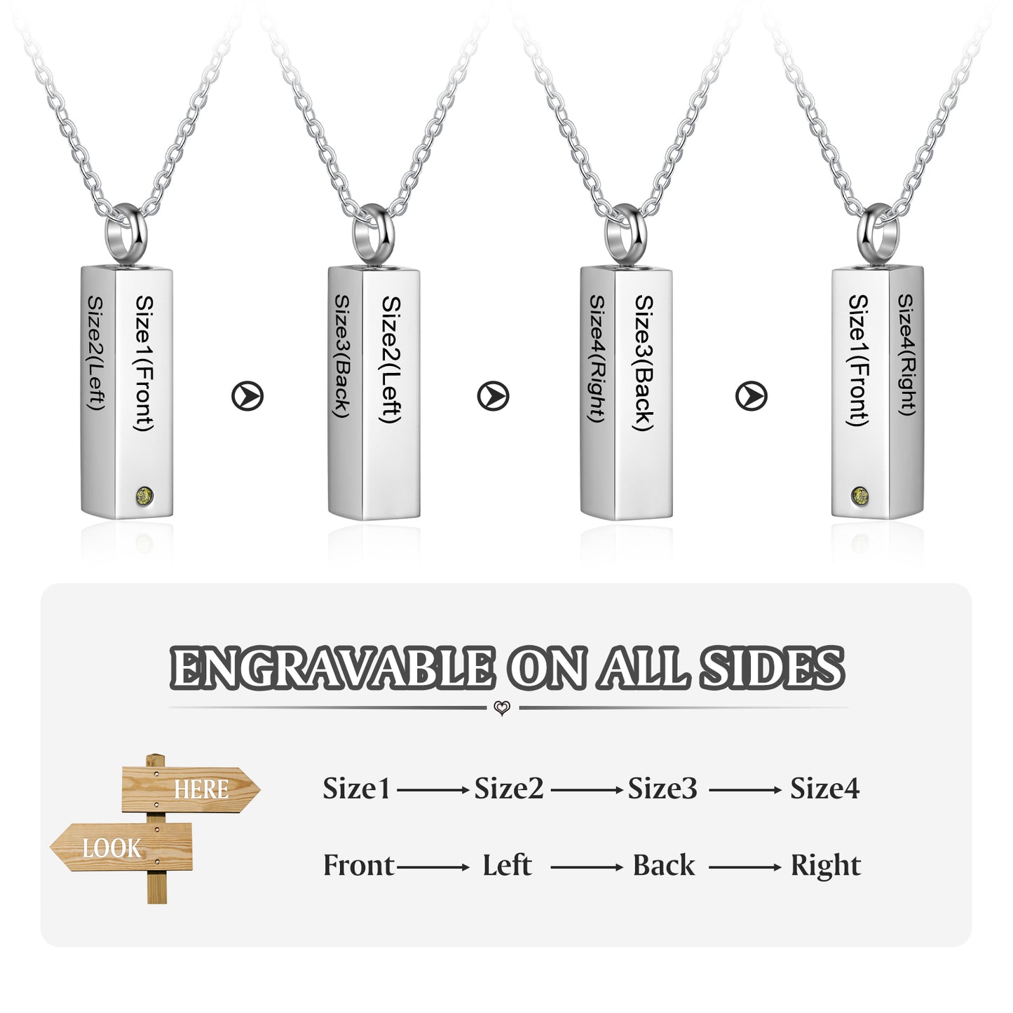 Custom Vertical Bar Ashes Necklace - iYdr