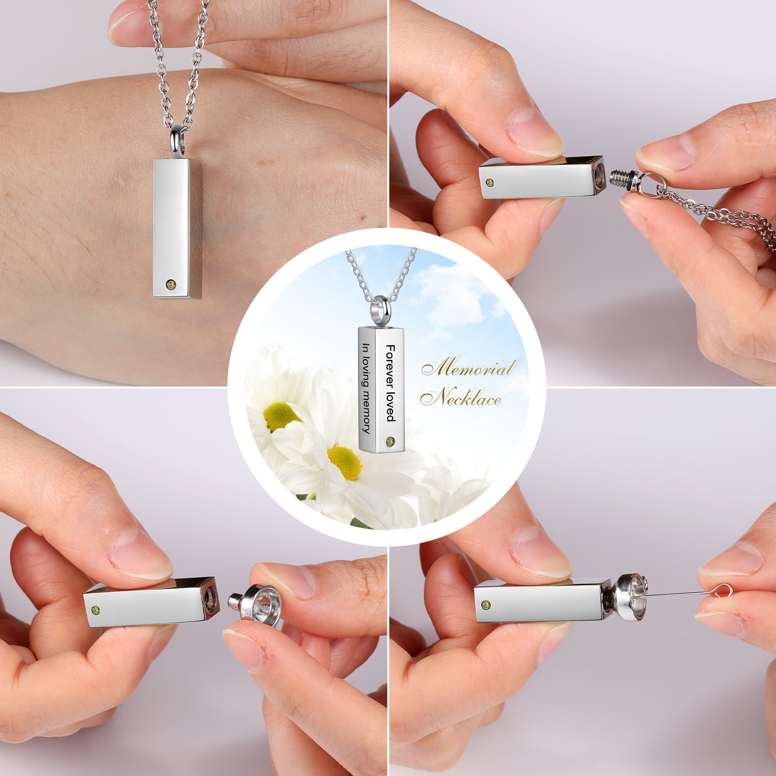 Custom Vertical Bar Ashes Necklace - iYdr