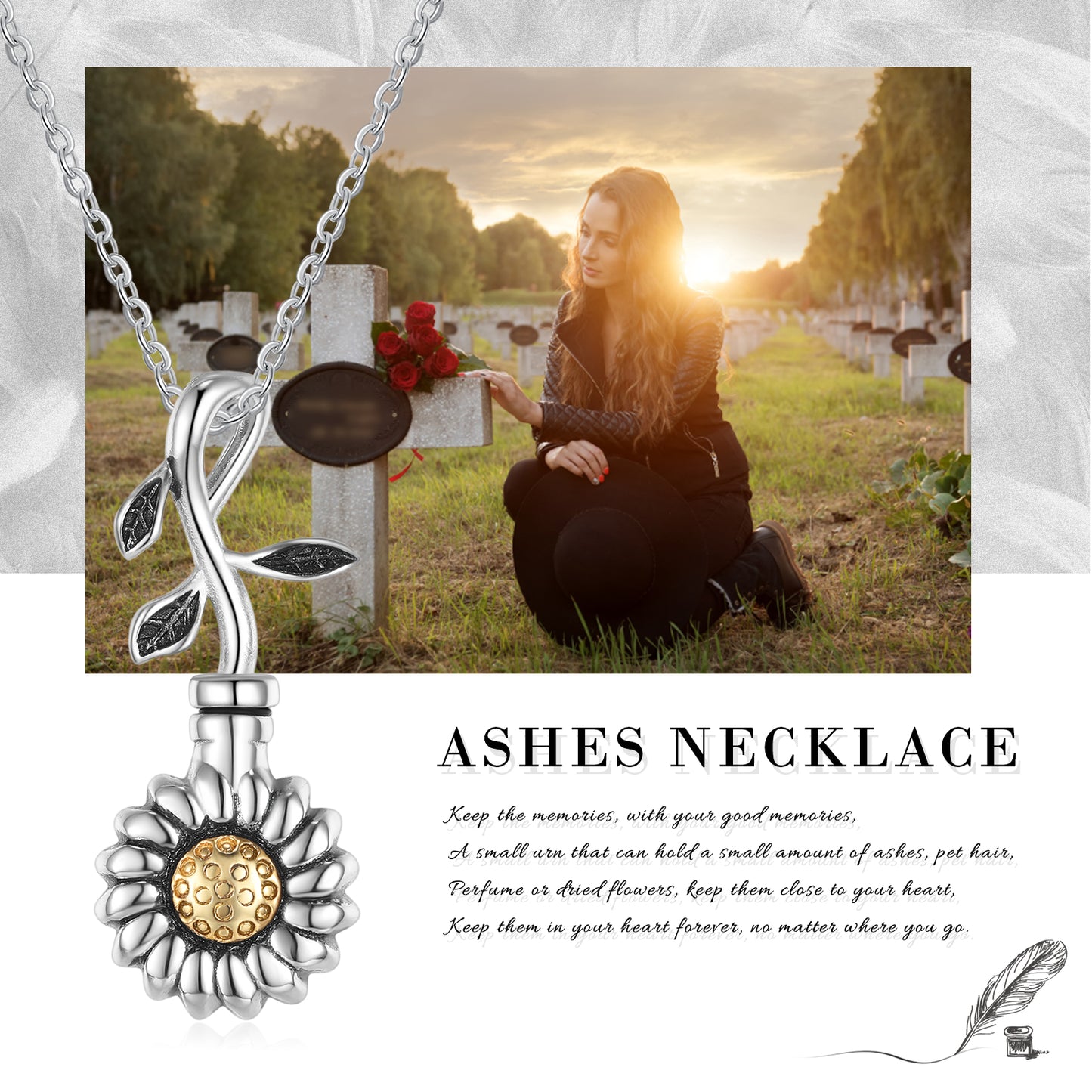 Sunflower Ashes Necklace