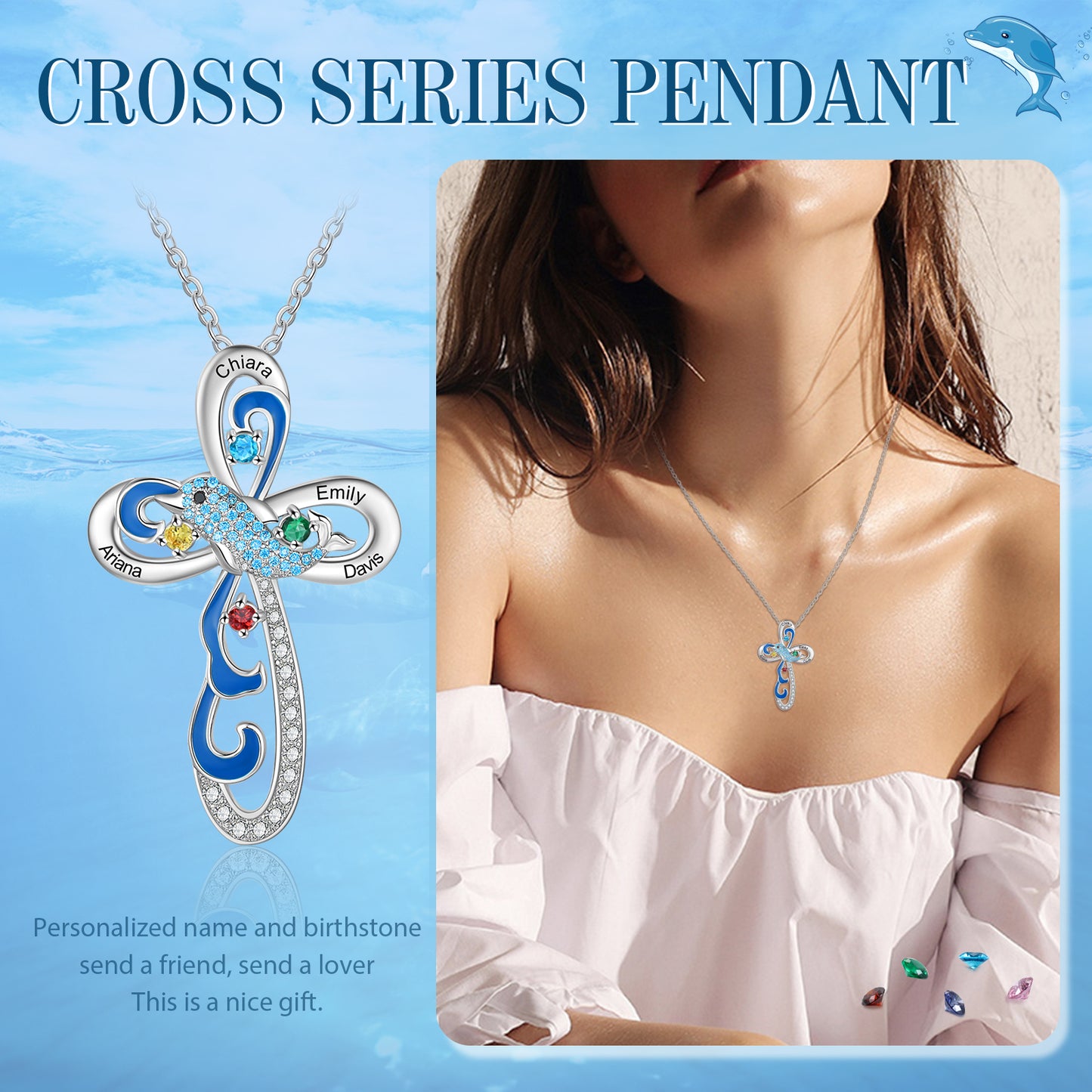 Custom Dolphin Cross Necklace - iYdr